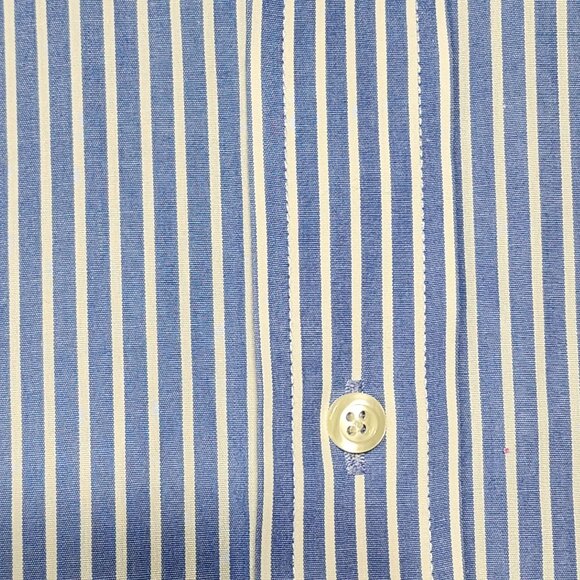 Brooks Brothers Mens Non-Iron Blue & White‎ Striped Original Polo Shirt 16.5" - Picture 6 of 7